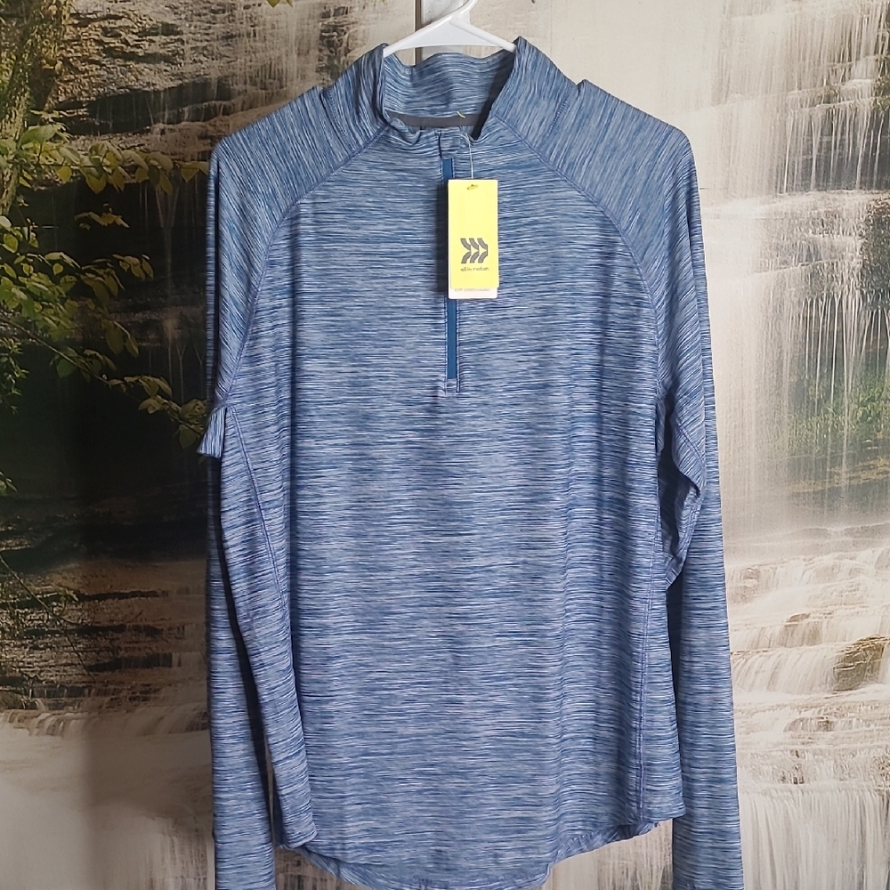 New with tags! All in Motion Womens Large blue athletic long sleeve top